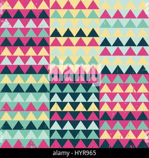 Tribal Ethnic textile decorative aged distressed ornamental striped seamless aztec pattern(Grunge effect can be removed easily) Stock Vector
