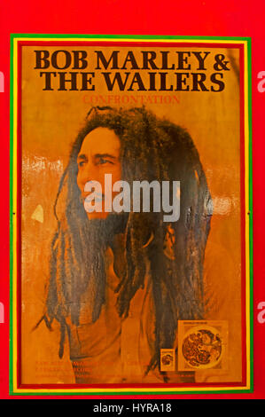 Wassi Art Pottery Works, Bob Marley & The Wailers, Poster, Ocho Rios, Jamaica, Caribbean, West Indies, Stock Photo