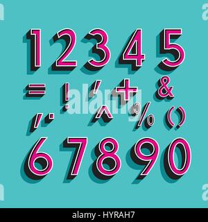 retro vintage style vector relieved alphabet with shadow and stroke Stock Vector