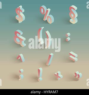 3d vector isometric designed sanserif alphabet set Stock Vector
