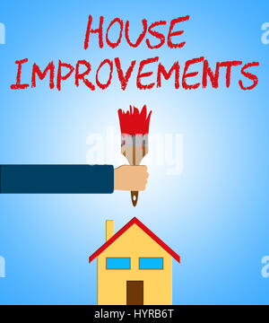 House Improvements Paintbrush Indicating Home Renovation 3d Illustration Stock Photo