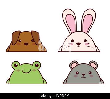 kawaii animals icon over white background. colorful design. vector illustration Stock Vector