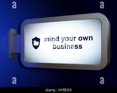 Finance concept: Mind Your own Business and Folder With Shield on billboard background Stock Photo