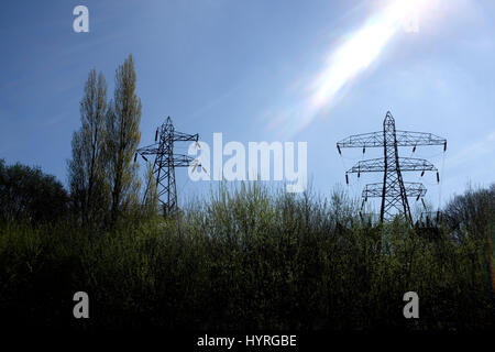 electricity pylon towers in sturry east kent uk april 2017 Stock Photo