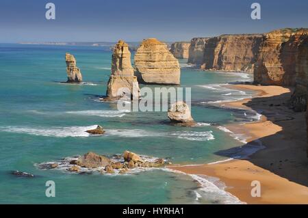 Australia, Great Ocean Road, The Twelve Apostles, collection of limestone stacks off the shore of the Port Campbell National Park, by the Great Ocean  Stock Photo