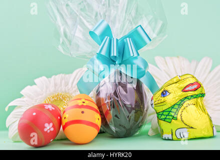 Chocolate Easter egg  with copy space Stock Photo