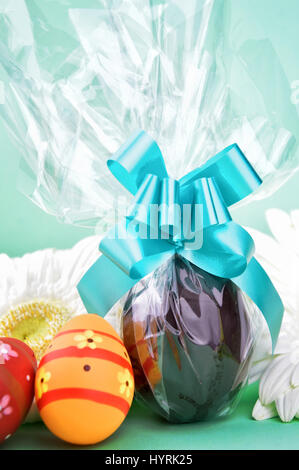 Chocolate Easter egg  with copy space Stock Photo