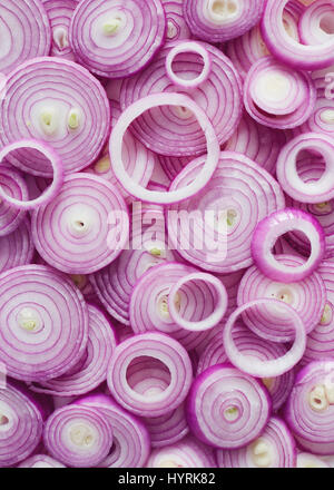 Red Onion Slices. Sliced red onion rings. Stock Photo