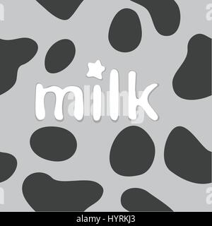 Word milk on a seamless cow texrure Stock Vector