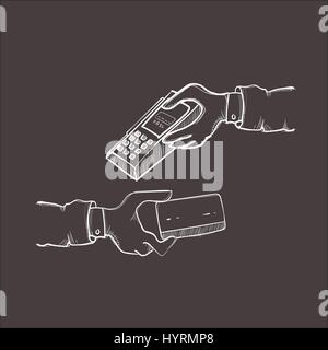 Business Hand Hold Atm Terminal Machine Credit Card Payment Stock Vector
