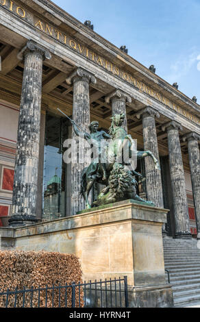 Statue of lion fighter by Albert Wolff in front of the Altes Museum in Berlin, Germany Stock Photo