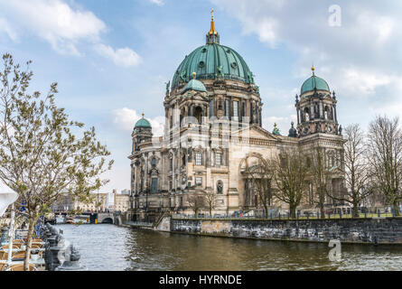 Berlin Cathedral seen from River Spree, Germany Stock Photo