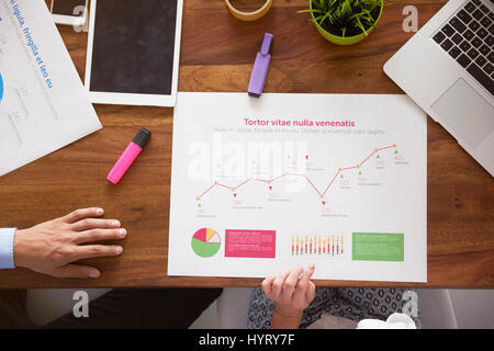 Data on the paper on the desk Stock Photo