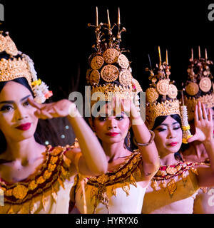 Southeast Asia, Indochina, Kingdom of Cambodia, Kampuchea,  Jan 2017, Square view of traditional Apsara dancing in Cambodia. Stock Photo