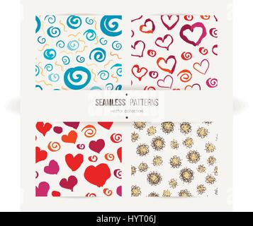 Romantic seamless pattern collection. Stock Vector