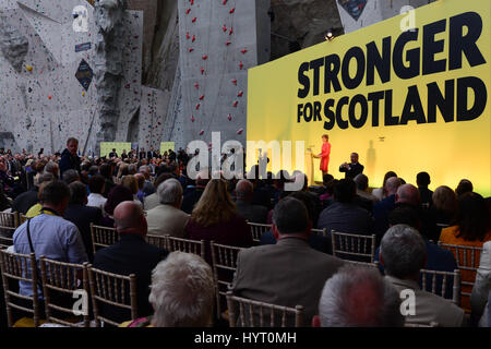 SNP leader and Scottish First Minister Nicola Sturgeon speaking at the launch of the party's general election manifesto Stock Photo