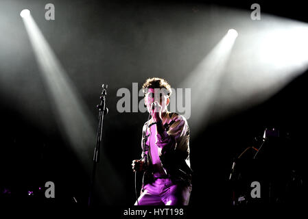 BARCELONA - JUN 2: Neon Indian (band) perform in concert at Primavera Sound 2016 Festival on June 2, 2016 in Barcelona, Spain. Stock Photo