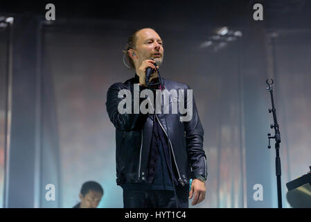 BARCELONA - JUN 3: Radiohead (band) perform in concert at Primavera Sound 2016 Festival on June 3, 2016 in Barcelona, Spain. Stock Photo