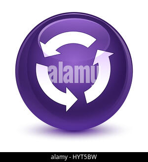 Refresh icon isolated on glassy purple round button abstract ...
