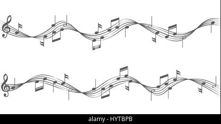 Music notes on staves Stock Vector