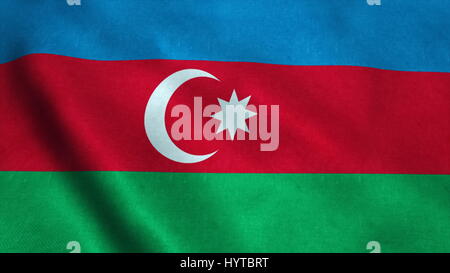 Realistic Ultra-HD flag of the Azerbaijan waving in the wind. Seamless loop with highly detailed fabric texture. Loop ready in 4k resolution. Stock Photo
