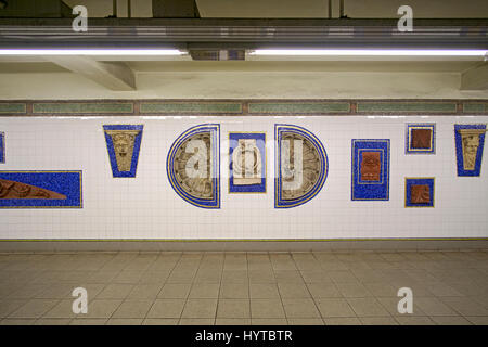 Art on display at the Eastern Parkway Brooklyn Museum subway station in Prospect Heights, Brooklyn, New York City Stock Photo