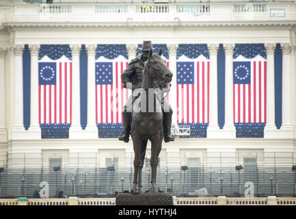 Equestrian statue of Ulysses S. Grant, Commander of Union forces and 18th President of the United States, stands before the West Front of the U.S. Cap Stock Photo