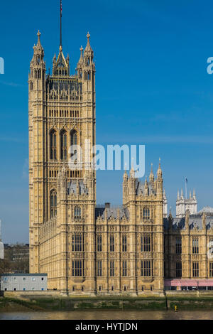 The Palace of Westminster is home to the House of Commons and the House of Lords, the two houses of the Parliament of the United Kingdom, London Stock Photo