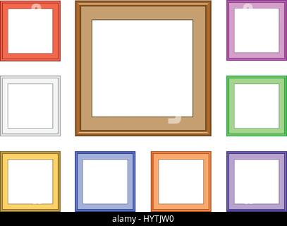 9 colorful square frames for collection image, picture, gallery or for web design Stock Vector