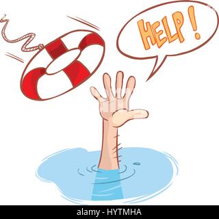 vector illustration of a drowning and lifeline Stock Vector