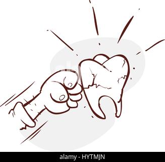 vector illustration of a s tooth-breaking punch Stock Vector