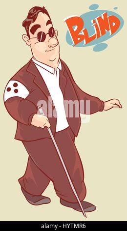 vector illustration of a blind man Stock Vector