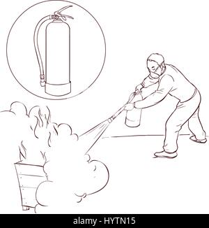 Vector illustration of a Man putting out a fire Stock Vector