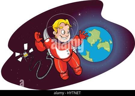 vector illustration of a space and  cute children Stock Vector