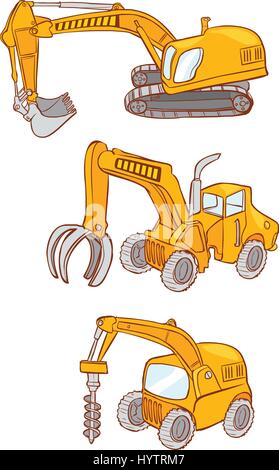 white background Vector illustration of a Heavy machines Stock Vector