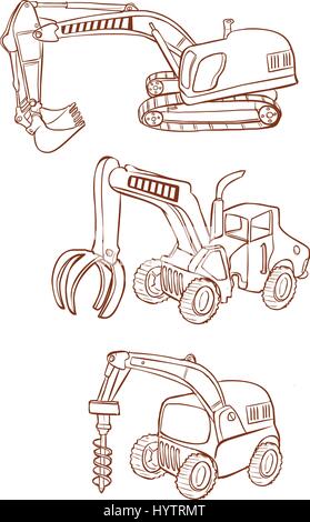 white background Vector illustration of a Heavy machines Stock Vector ...