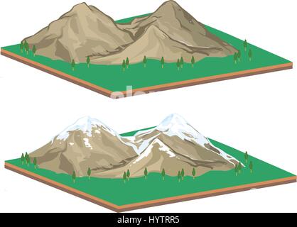 vector illustration of a Isometric Mountain landscape Stock Vector