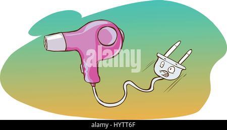 Vector illustration of a cartoon hair dryer Stock Vector