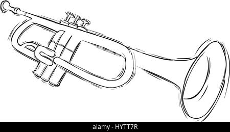 Vector illustration of a sketch vector trumpet Stock Vector