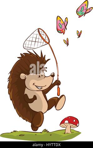 white background vector illustration of a read books hedgehog Stock Vector