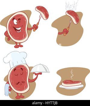 white background vector illustration of a Steak Cartoon Character Stock Vector