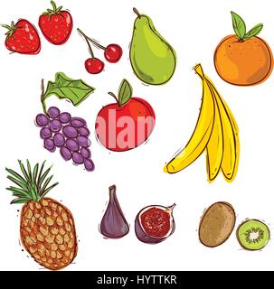 vector illustration of a stock-vector-fruits-set-of-vector-illustrations Stock Vector