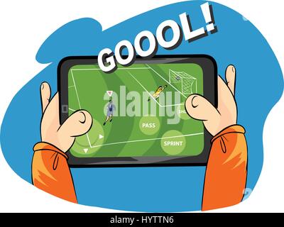 vector illustration of a playing games on tablets Stock Vector