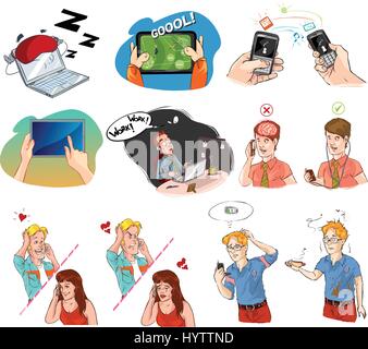 technology concept: people using phone Stock Vector