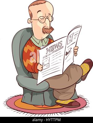 vector illustration of a The guy reading newspaper Stock Vector