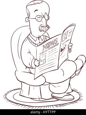 vector illustration of a The guy reading newspaper Stock Vector