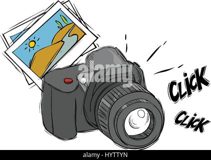 vector illustration of a cartoon photo camera Stock Vector