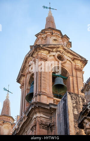 Bell tower of Church of St Paul's Shipwreck on the St. Paul's street, Valletta Stock Photo