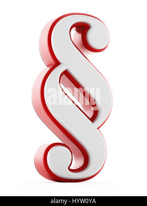 Red and white section sign isolated on white background. 3D illustration. Stock Photo