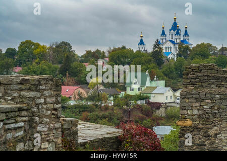 View of the church of Cerkiew  Grzegorza in Kamianets-Podilskyi Western Ukraine. Taken in autumn with the trees in full colour Stock Photo